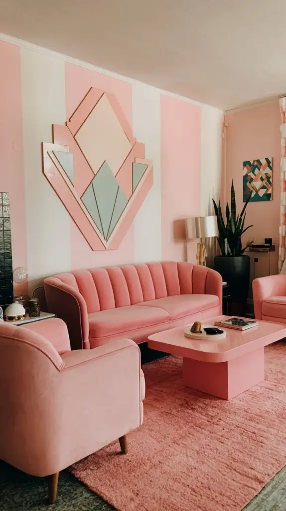 80's Pink Art Deco Living Room