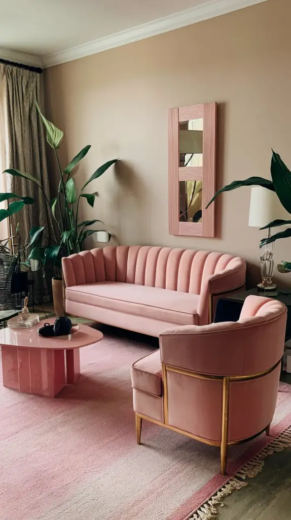 80's Pink Art Deco Living Room