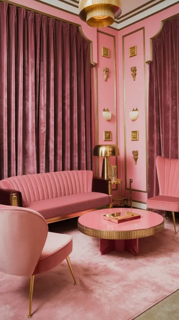 80's Pink Art Deco Living Room