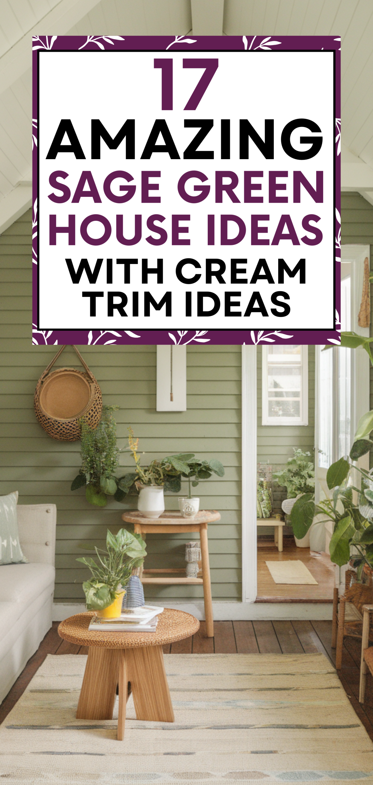 Amazing Sage Green House Ideas with Cream Trim Ideas