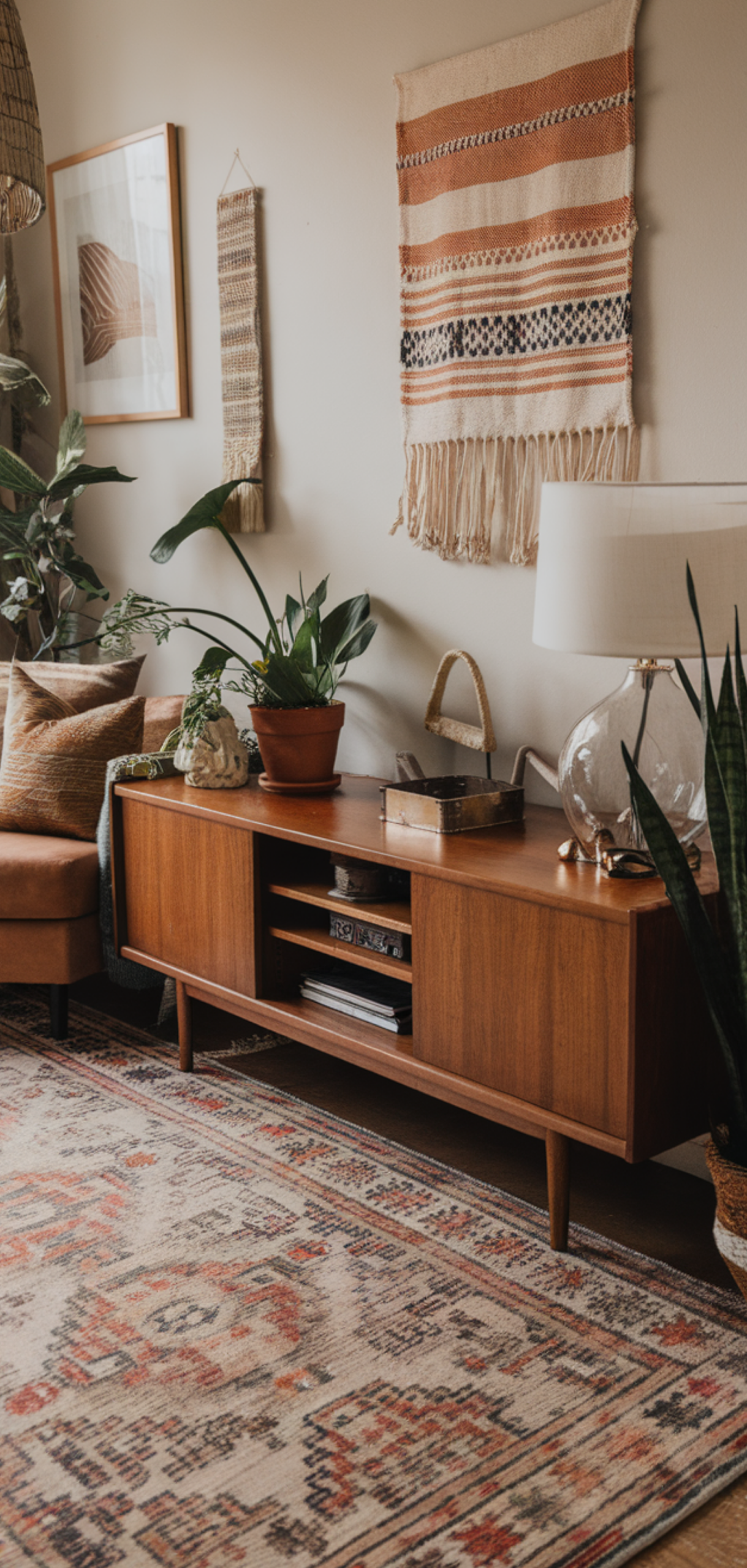 Gorgeous Boho Mid-Century Modern Living Room Ideas