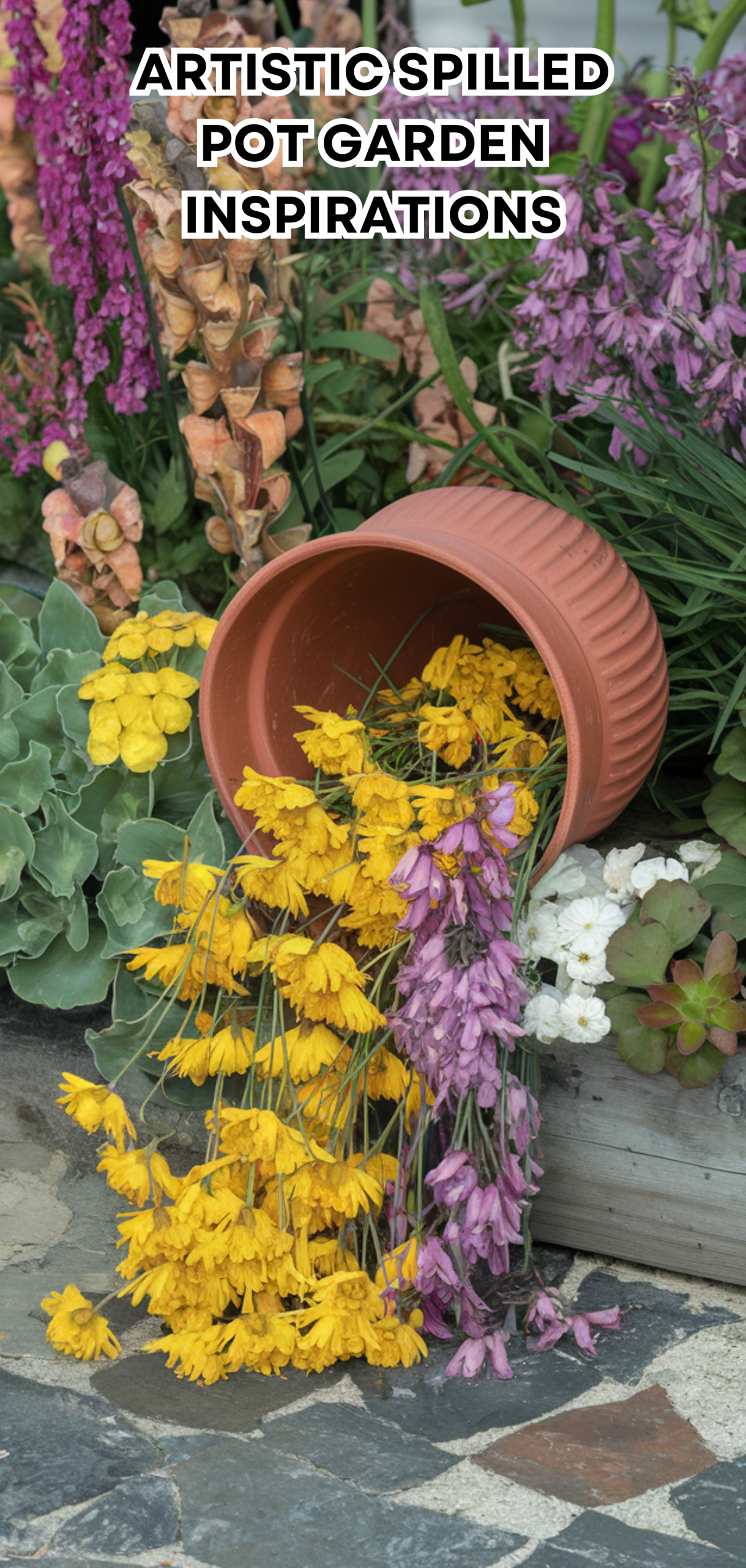 15 Perfect Artistic Spilled Pot Garden Inspirations