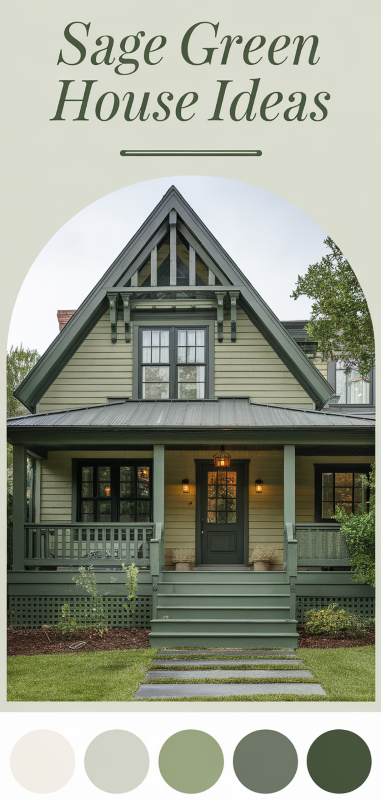 Amazing Sage Green House Ideas with Cream Trim Ideas