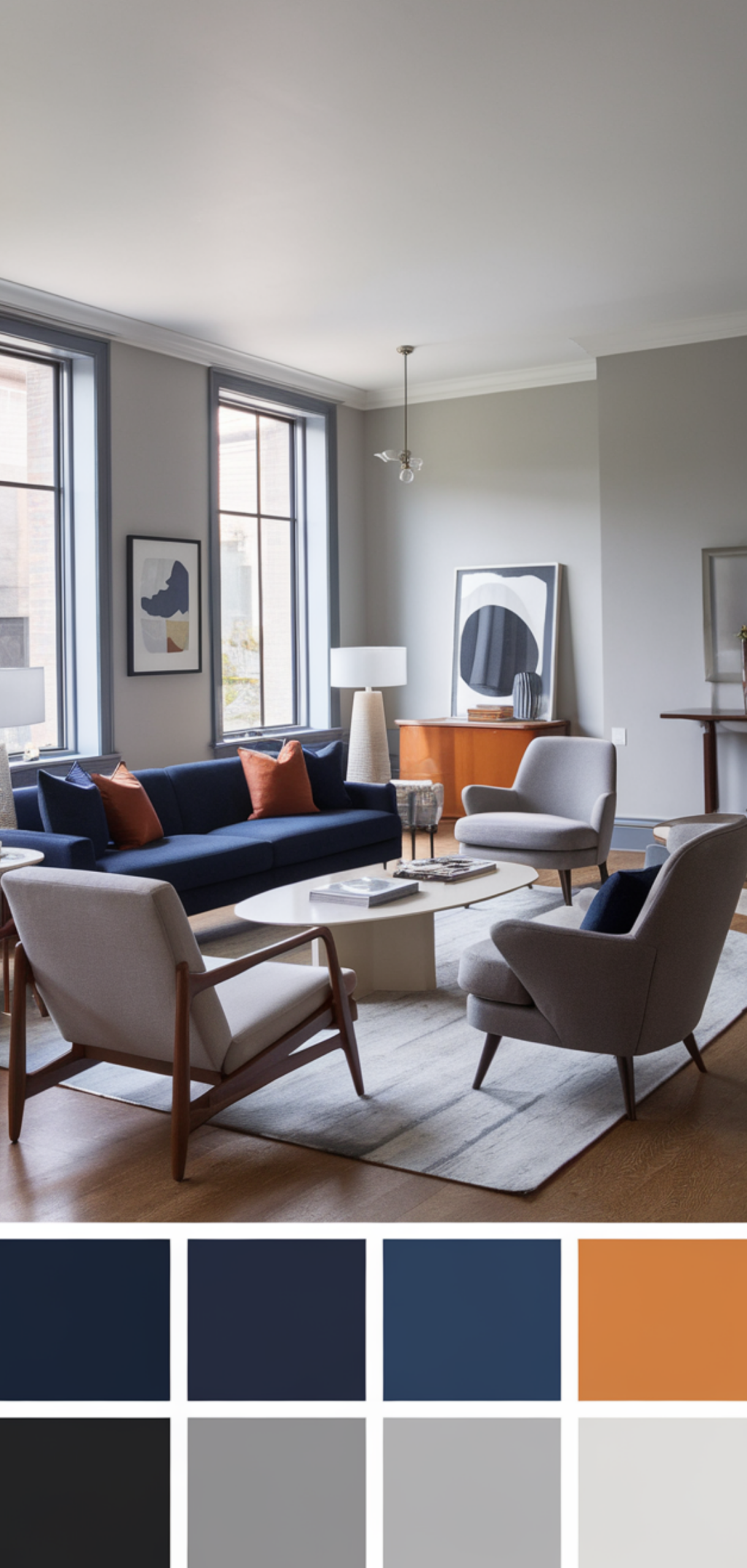 Easy Mid-Century Modern Living Room Color Palette Ideas