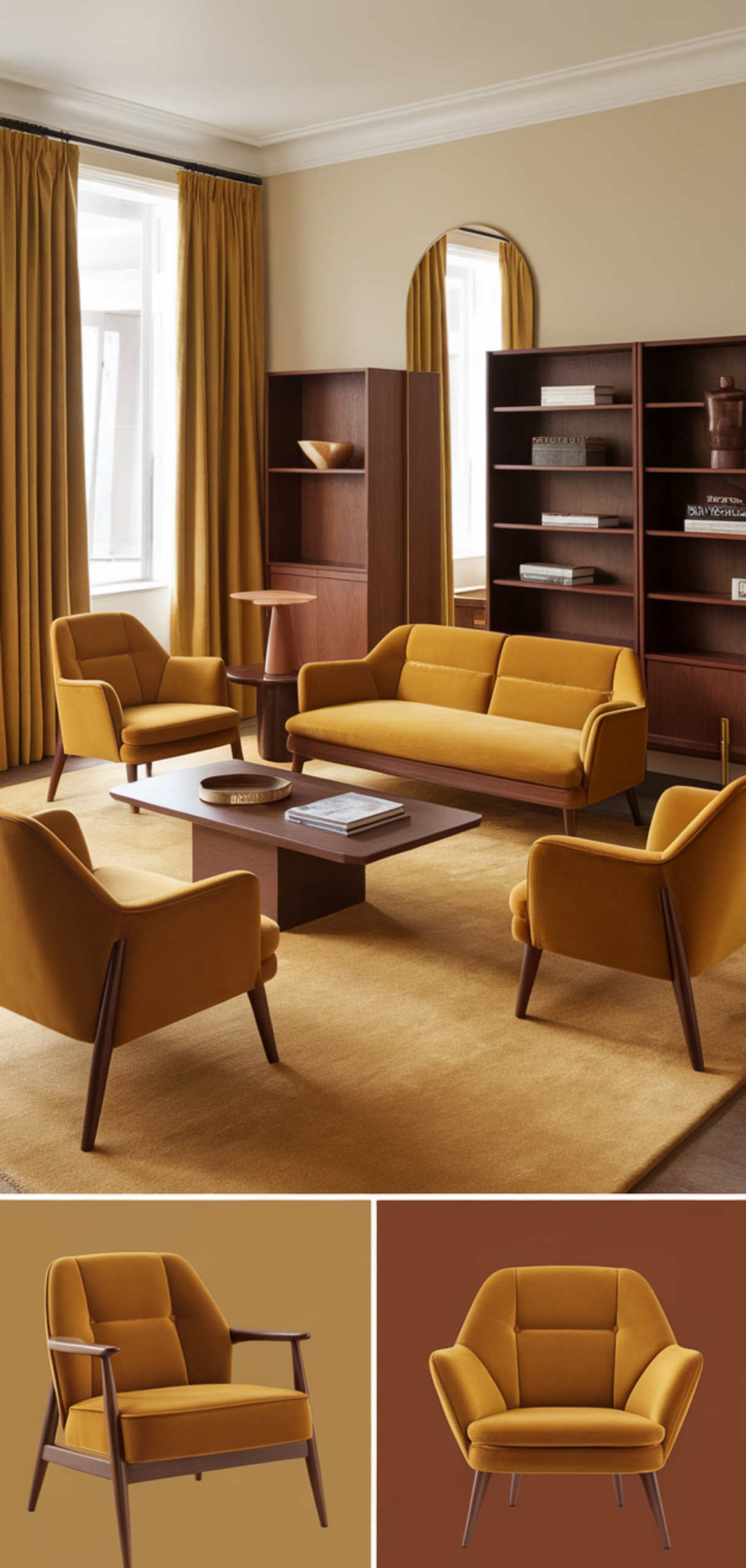 Easy Mid-Century Modern Living Room Color Palette Ideas