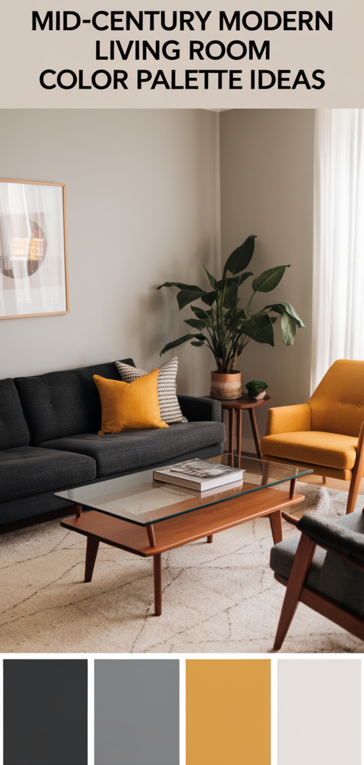 Easy Mid-Century Modern Living Room Color Palette Ideas