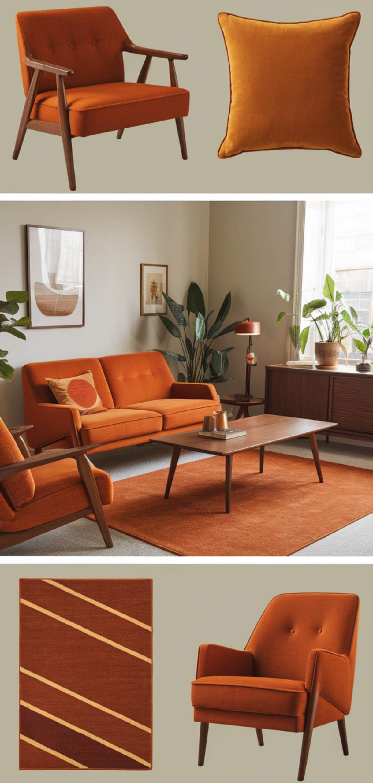 Easy Mid-Century Modern Living Room Color Palette Ideas