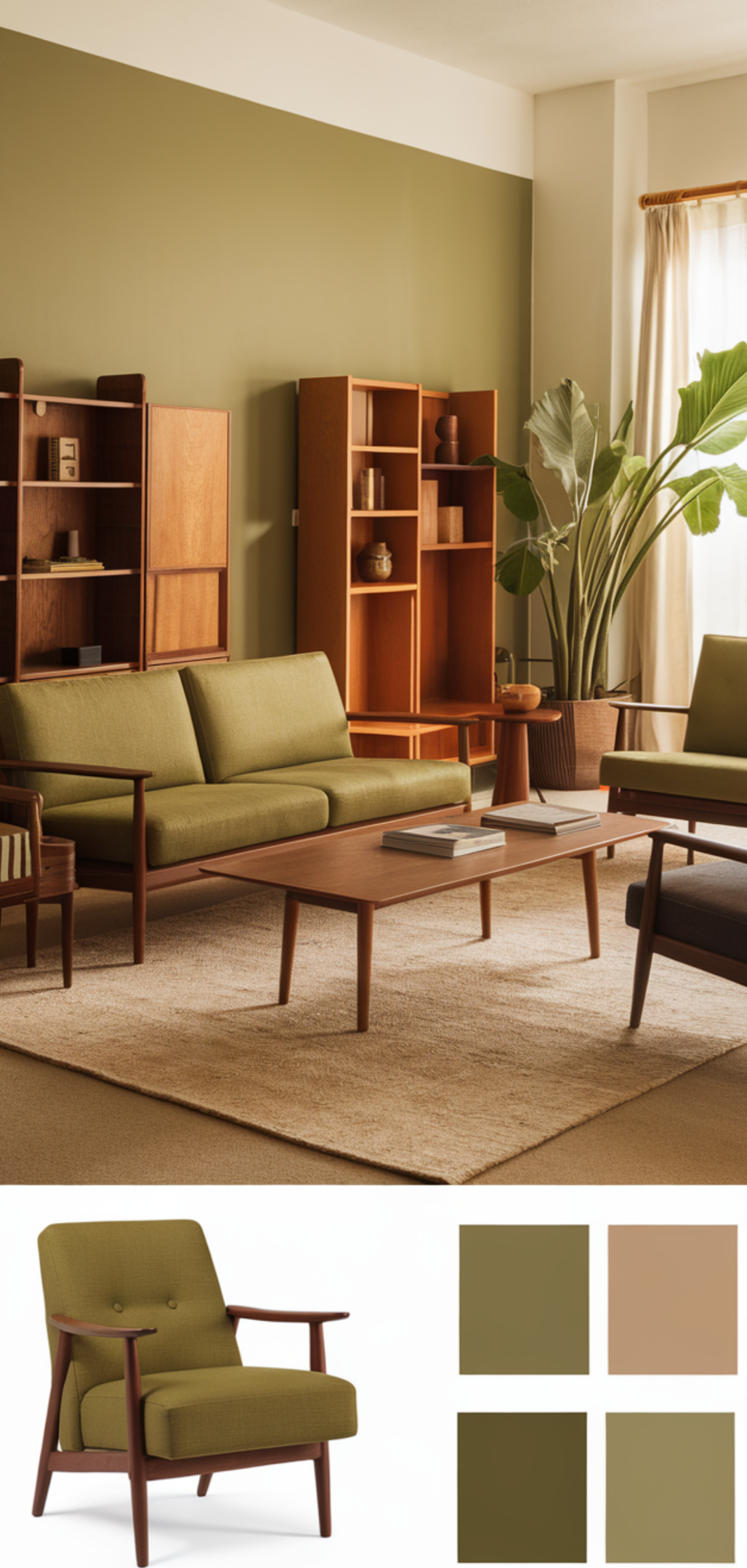 Easy Mid-Century Modern Living Room Color Palette Ideas