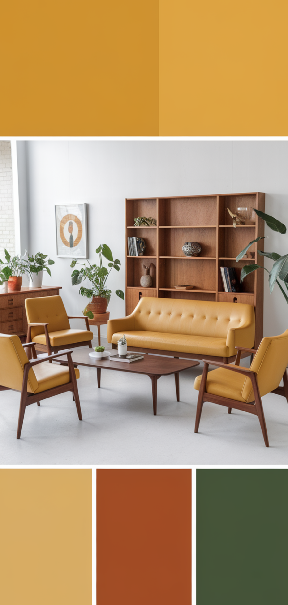 Easy Mid-Century Modern Living Room Color Palette Ideas