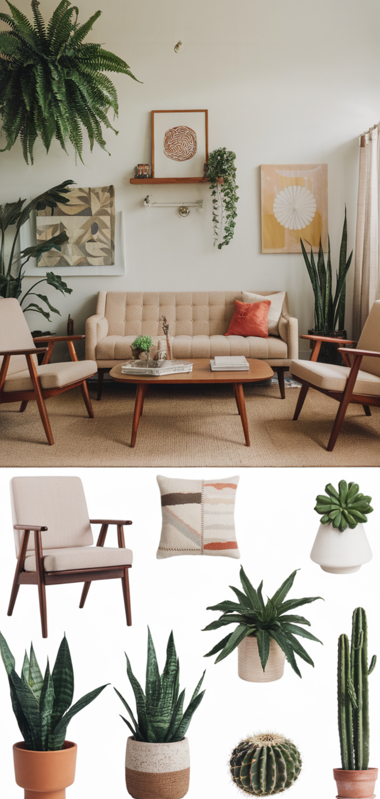 Gorgeous Boho Mid-Century Modern Living Room Ideas
