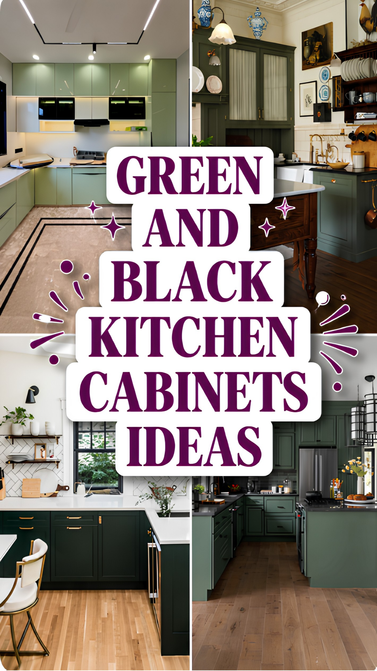 Green and Black Kitchen Cabinets